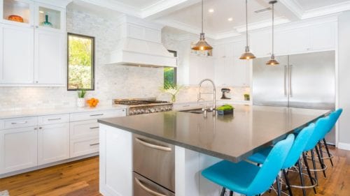 Colorful transitional kitchne remodel in Newbury Park by JRP Design and Remodel