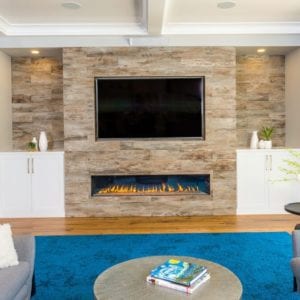 Colorful transitional living room remodel in Newbury Park by JRP Design and Remodel