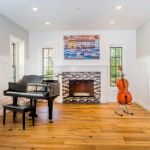 Colorful transitional music room remodel in Newbury Park by JRP Design and Remodel