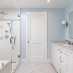 Transitional glam guest bathroom remodel in Westlake Village by JRP Design and Remodel