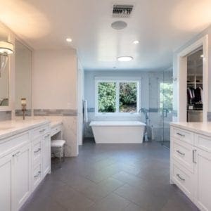 Transitional glam master bath remodel in Westlake Village by JRP Design and Remodel