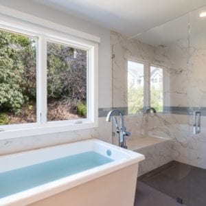 Transitional glam master bath remodel in Westlake Village by JRP Design and Remodel