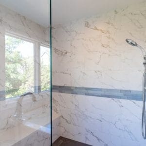 Transitional glam master bath remodel in Westlake Village by JRP Design and Remodel