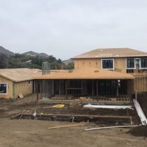 Modern farmhouse custom home backyard framing and windows in Santa Rosa Valley by JRP Design and Remodel