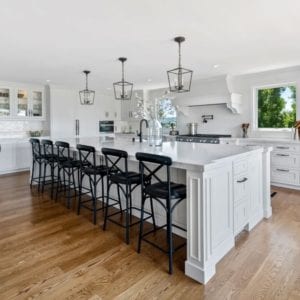All white transitional kitchen remodel with pendant lighting in Westlake Village By JRP Design and Remodel