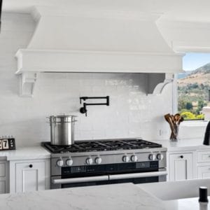 All white transitional kitchen remodel with matte black fixtures in Westlake Village By JRP Design and Remodel