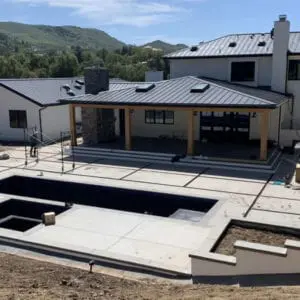 Modern farmhouse backyard pool custom home in Santa Rosa Valley by JRP Design and Remodel