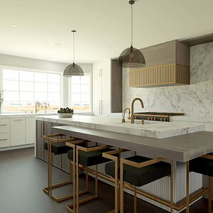 3D Illustration of a custom design-build Sophisticated Glamour Style kitchen by JRP Design & Remodel in Westlake Village.