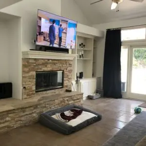 Before photo of modern family room in Westlake Village by JRP Design and Remodel