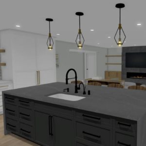 3D rendering of great room in Westlake Village by JRP Design and Remodel