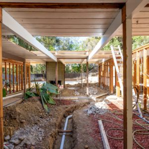 Construction of Mid Century Modern Eichler remodel in Thousand Oaks by JRP Design and Remodel