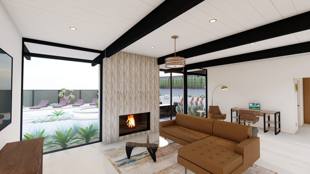 3D Concept of Mid Century Modern Eichler remodel in Thousand Oaks by JRP Design and Remodel