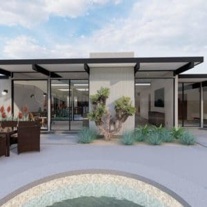 3D Concept of Mid Century Modern Eichler remodel in Thousand Oaks by JRP Design and Remodel