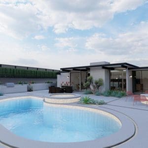 3D Concept of Mid Century Modern Eichler remodel in Thousand Oaks by JRP Design and Remodel