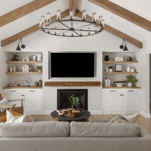 Transitional Family Room in Newbury Park by JRP Design & Remodel