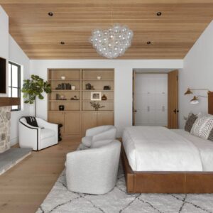 Rustic custom primary bedroom in North Ranch by JRP Design and Remodel