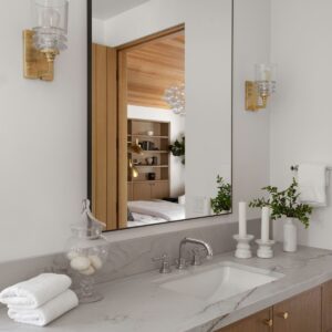 Rustic custom primary bathroom in North Ranch by JRP Design and Remodel