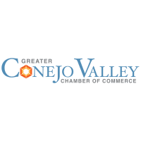 Logo of the Greater Conejo Valley Chamber of Commerce with text in blue and an orange geometric icon that highlights What Makes Us Different.