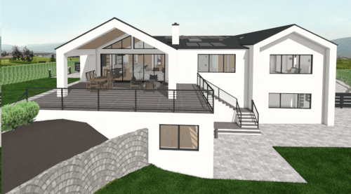 JRP Design and Remodel Modern Organic Custom Home Rendering in Newbury Park California.