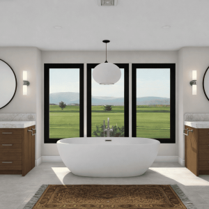 Modern Ranch primary bathroom remodel by JRP Design and Remodel. A custom home coming soon in Thousand Oaks.