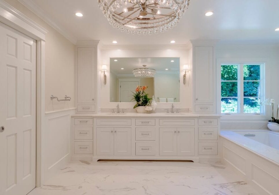 Falling Star traditional white master bathroom remodel in Westlake Village by JRP Design and Remodel