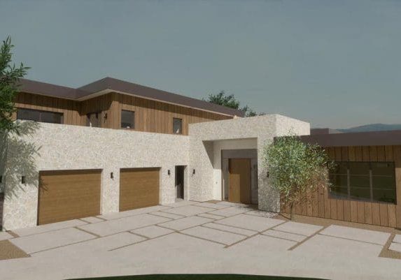 3D Rendering of organic modern custom home in Calabasas home being redesigned by JRP Design and Remodel.